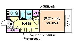 コートイズミ 1Kの間取図画像