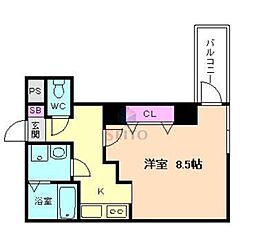 リバーコート 1Kの間取図画像