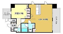 スプランディッド十三本町 1LDKの間取図画像