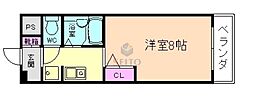 パークサイドコート 1Kの間取図画像