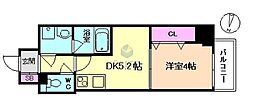 エレガントレジデンスヨドガワ 1DKの間取図画像