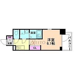 エスリードレジデンス大阪グランノース1 1Kの間取図画像
