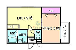 フジパレス淀川EAST 1DKの間取図画像