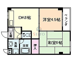 オークヒルズ 2DKの間取図画像