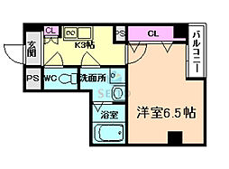グランパシフィック木川東 1Kの間取図画像