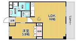 シャトーパルモア阪急六甲 1LDKの間取図画像
