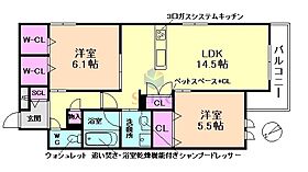 ヘーベルメゾン豊中ＤＣ  ｜ 大阪府豊中市本町2丁目（賃貸マンション2LDK・1階・65.05㎡） その2