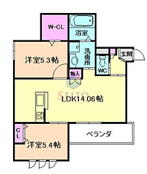 HRKレジデンス豊中 2LDKの間取図画像