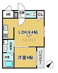 Bel Okamachi 1LDKの間取図画像