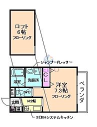 ウエストアップパークサイド 1Kの間取図画像