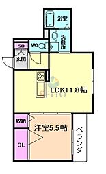 アーククレスト豊中駅前 1LDKの間取図画像
