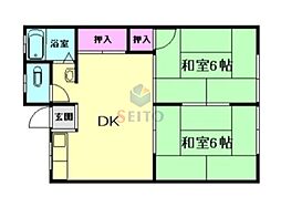 草野マンション8号館 2DKの間取図画像