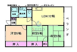 ハイム矢納 3LDKの間取図画像
