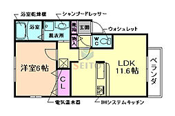 ハイムキタエモン 1LDKの間取図画像