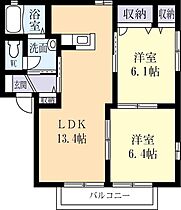 エルメスひたち野Ｃ 0201 ｜ 茨城県牛久市ひたち野東1丁目（賃貸アパート2LDK・2階・54.80㎡） その2