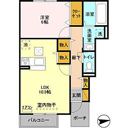 ポルト・ボヌール 1階1LDKの間取り
