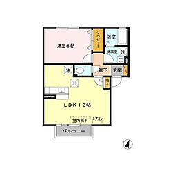 エスペランサ　C 1階1LDKの間取り