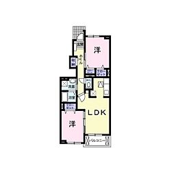 サニーヴィレッジIII 1階2LDKの間取り