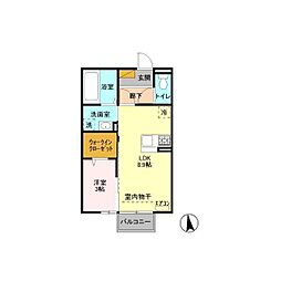 プエラリア　サクラ　I 2階1LDKの間取り