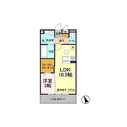 カーサ　フェリーチェ 1階1LDKの間取り