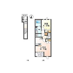 ステラートIII 2階1LDKの間取り