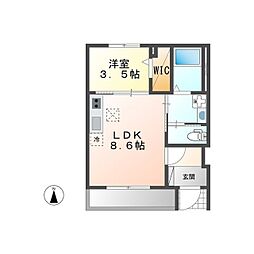 ララルー 1階1LDKの間取り