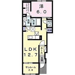 オーロラ要B 1LDKの間取図画像