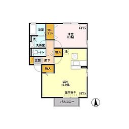プラートC 1LDKの間取図画像