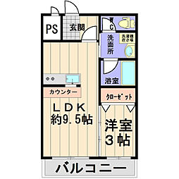 ASSET春日2 1LDKの間取図画像