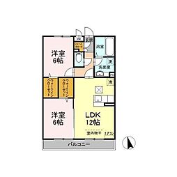 ヴェルブィル 2LDKの間取図画像