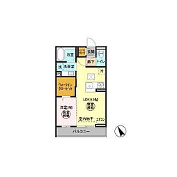 フルールA 1LDKの間取図画像