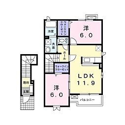 ヴィラ・フォンターナ1 2LDKの間取図画像