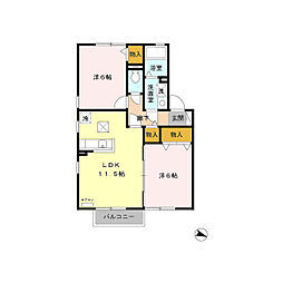 グランシャリオA 2LDKの間取図画像