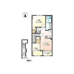 つくば市高野新築アパート(仮 2LDKの間取図画像