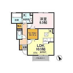 アムール 1LDKの間取図画像