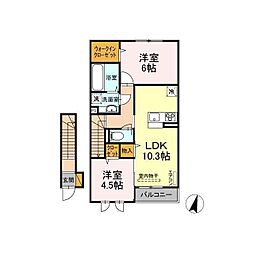 セジュールウィット 2LDKの間取図画像