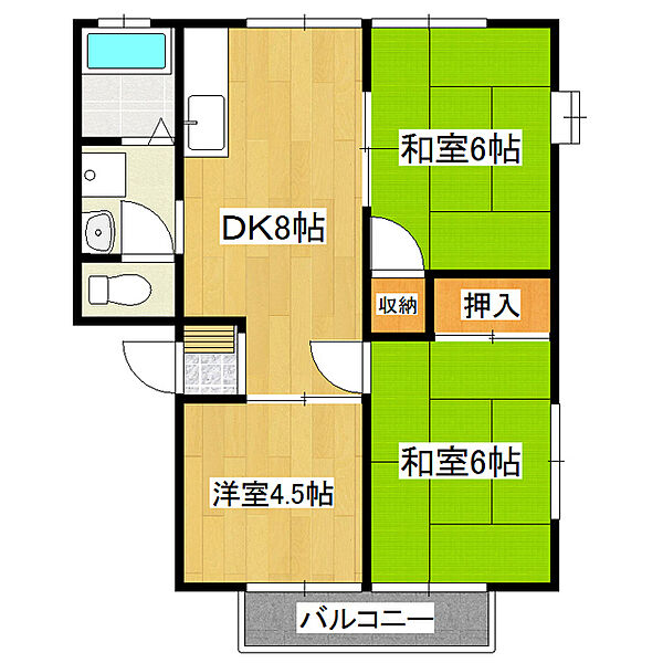 シャトー東 202｜茨城県つくば市東2丁目(賃貸アパート3DK・2階・57.00㎡)の写真 その2