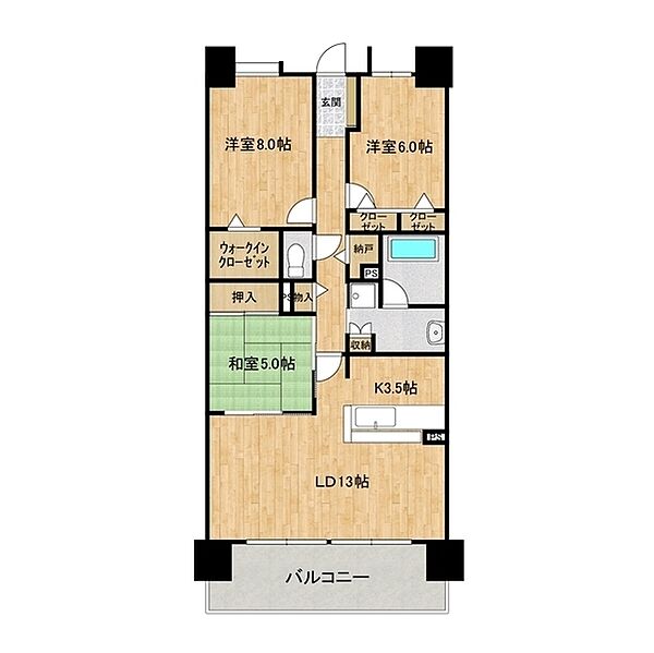 デュオヒルズつくば竹園 402｜茨城県つくば市竹園3丁目(賃貸マンション3LDK・4階・78.62㎡)の写真 その2