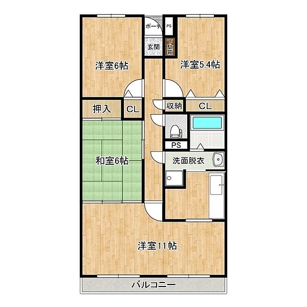 ハイネスエクセル 4C｜茨城県つくば市千現1丁目(賃貸マンション3LDK・4階・67.50㎡)の写真 その2