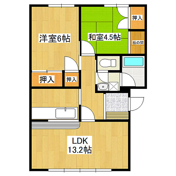 茨城県つくば市上ノ室(賃貸マンション2LDK・1階・48.00㎡)の写真 その2