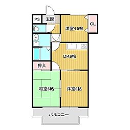 DESEO竹園 3DKの間取図画像