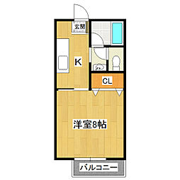 吉瀬ハイツ 1Kの間取図画像