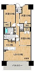 レーベンつくばCORIS 3LDKの間取図画像