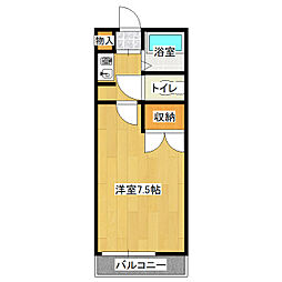 ヴァンテ竜ヶ崎 1階1Kの間取り