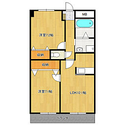 シャルマーム 3階2LDKの間取り
