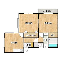 Mark'sOne 2DKの間取図画像