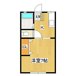 光ハイム 1Kの間取図画像