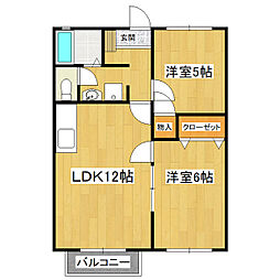 ランドスケープD 2LDKの間取図画像
