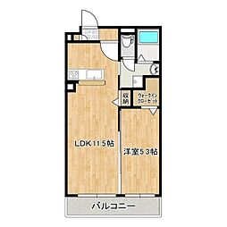 ヴィヴァーチェ阿見 2階1LDKの間取り