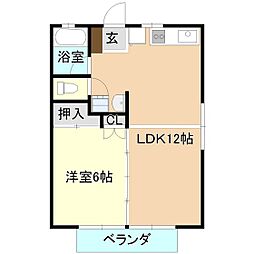 桂コーポフジ 1LDKの間取図画像